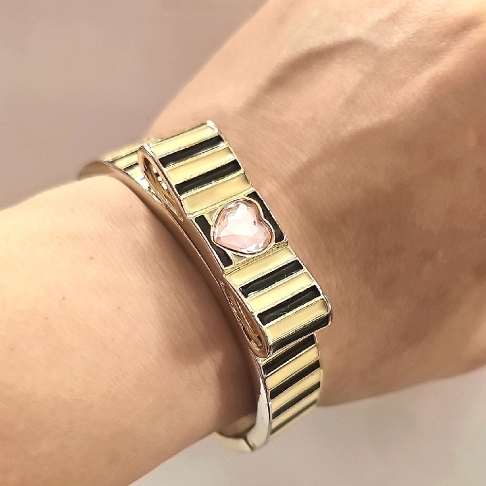Betsey Johnson Bow Enamel Clamper Bracelet
